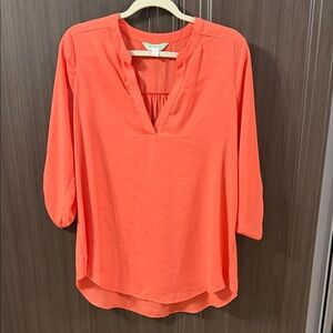 Decree Coral-Orange Split V-Neck Tunic